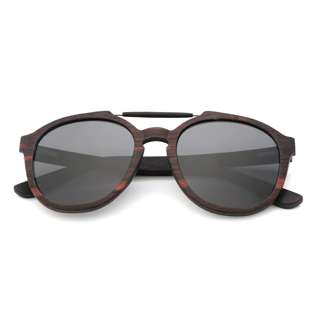 Polarized Wood Framed Sunglasses - Image 3
