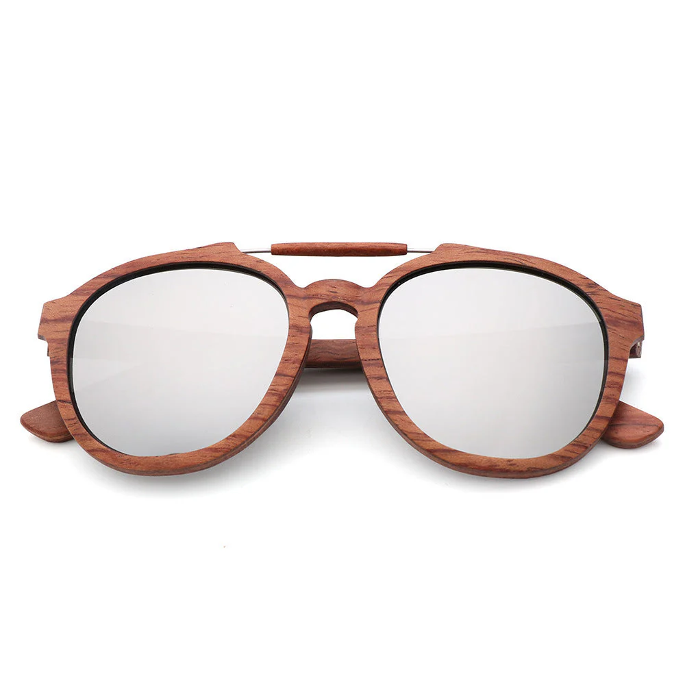 Polarized Wood Framed Sunglasses - Image 4