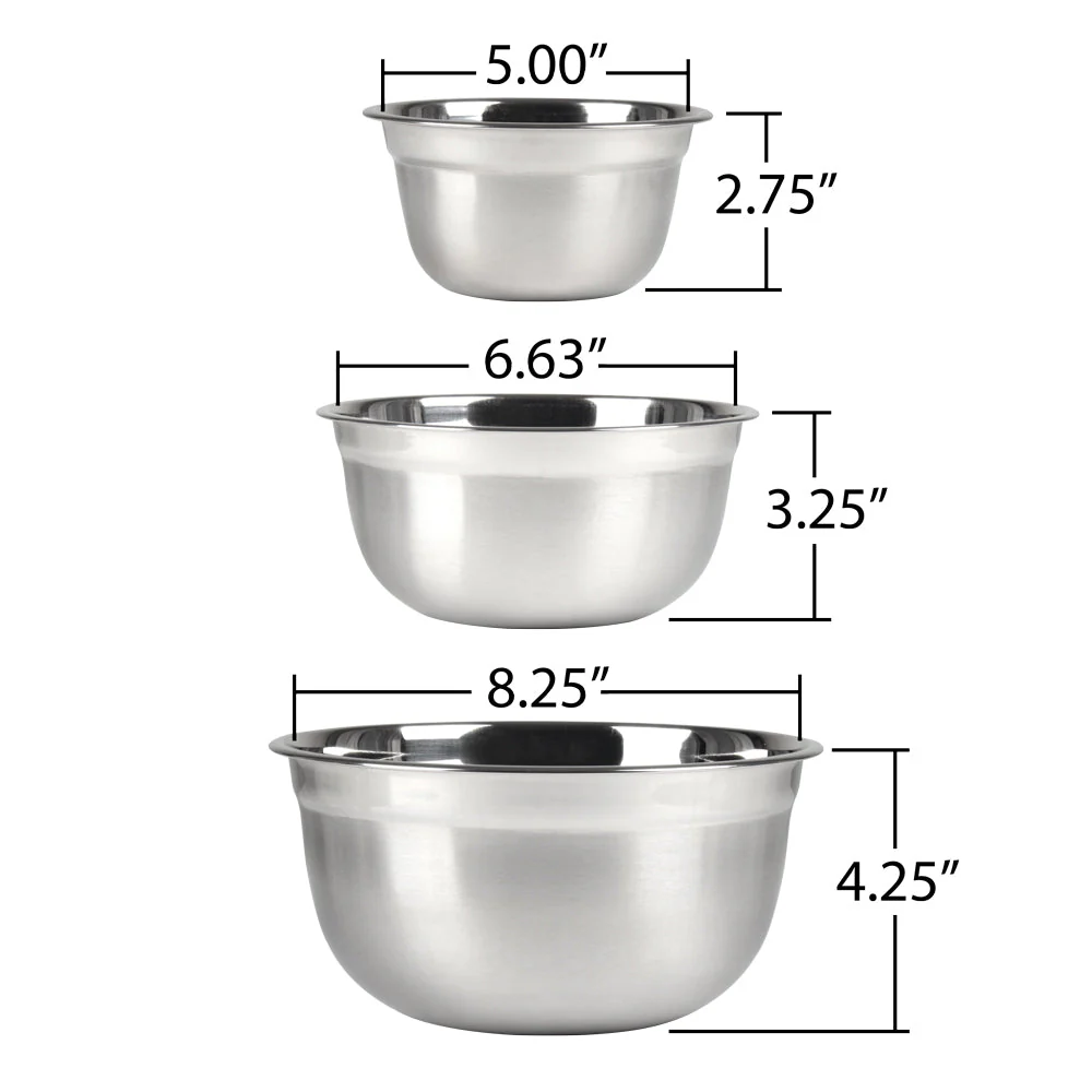 Stainless Steel 3 PC Bowl Set - Image 6
