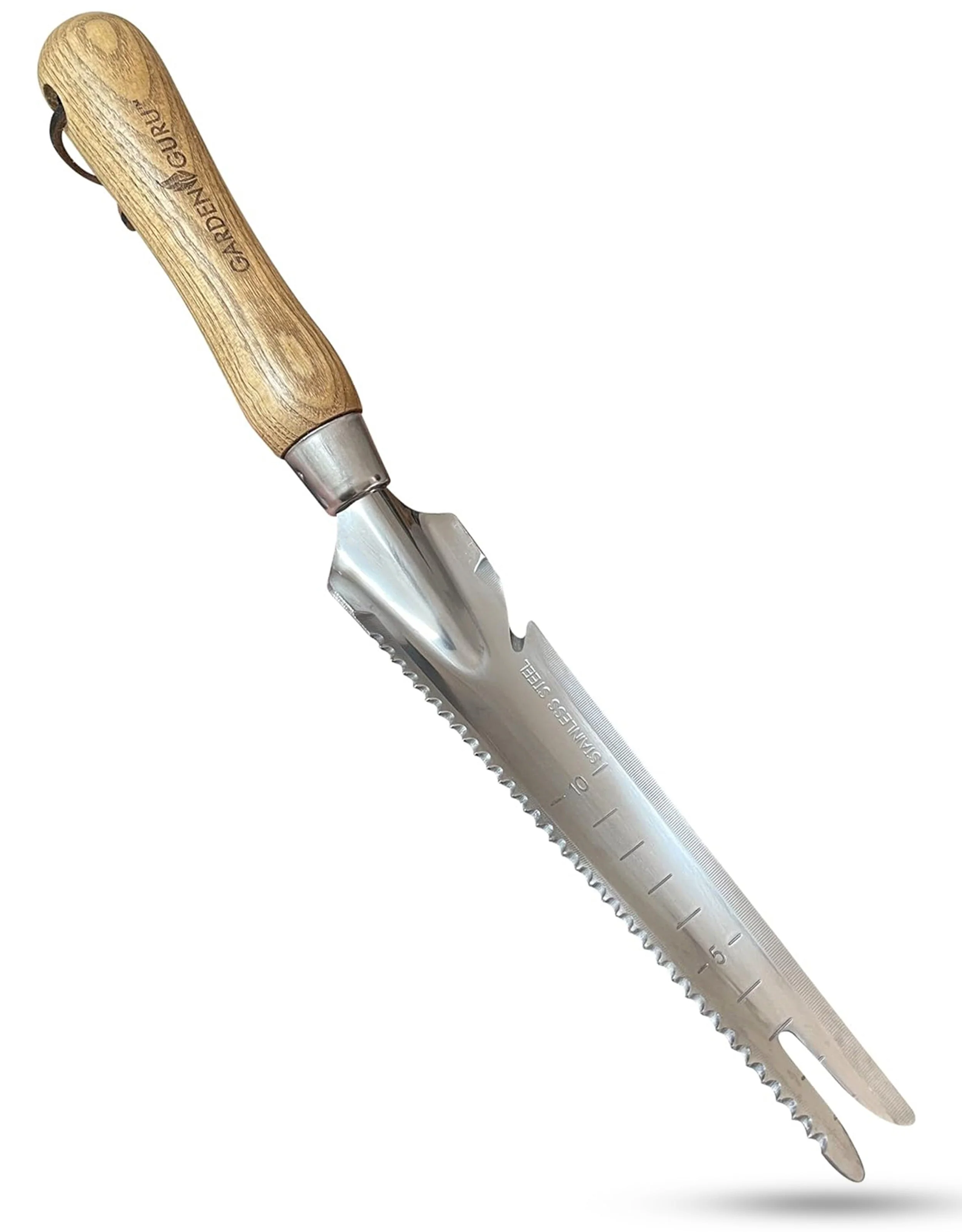 Stainless Steel 5-in-1 Weeder Trowel (classic wood handle) - Image 3