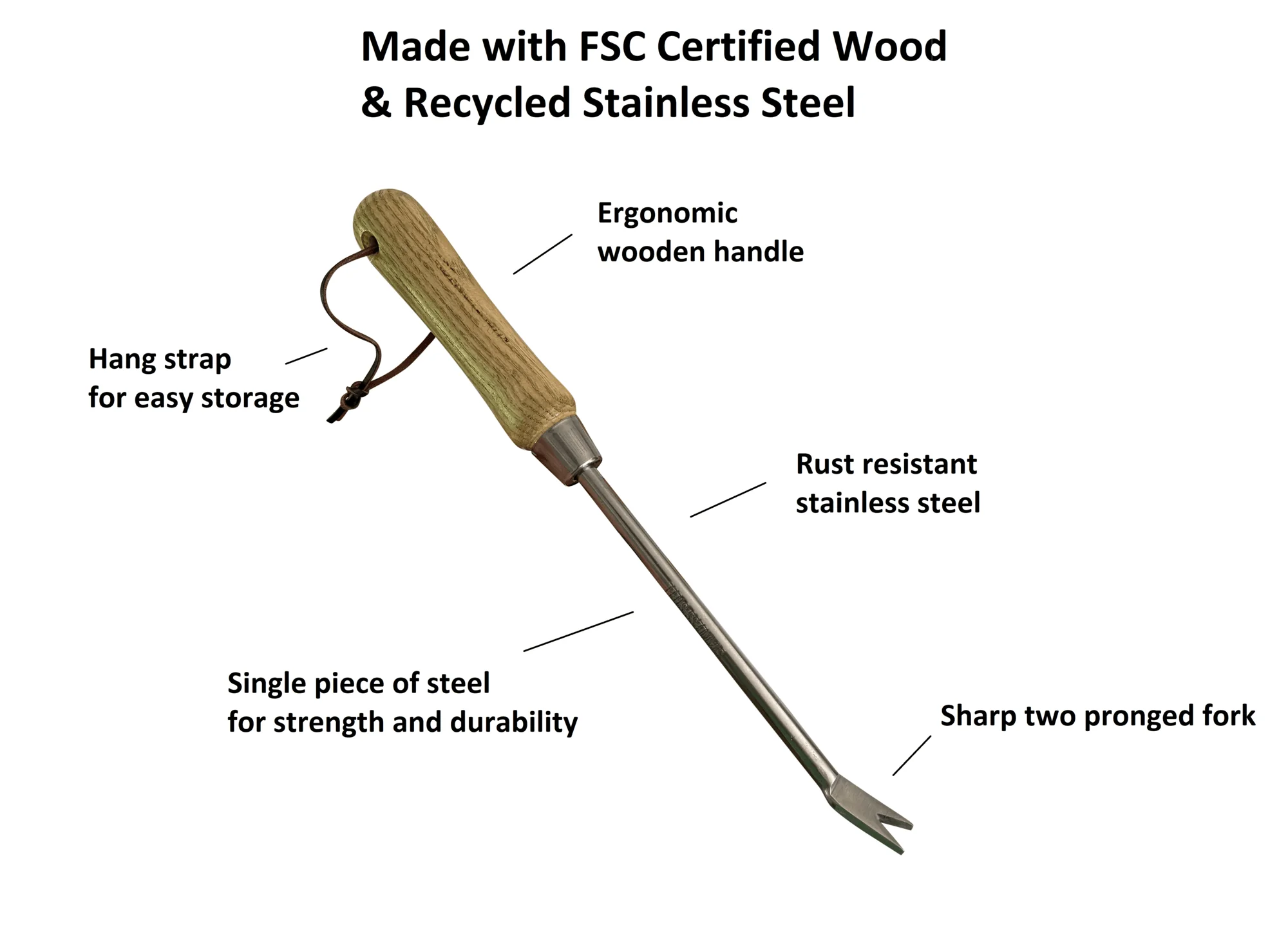Stainless Steel Garden Dandelion Weeder (classic wood handle) - Image 5