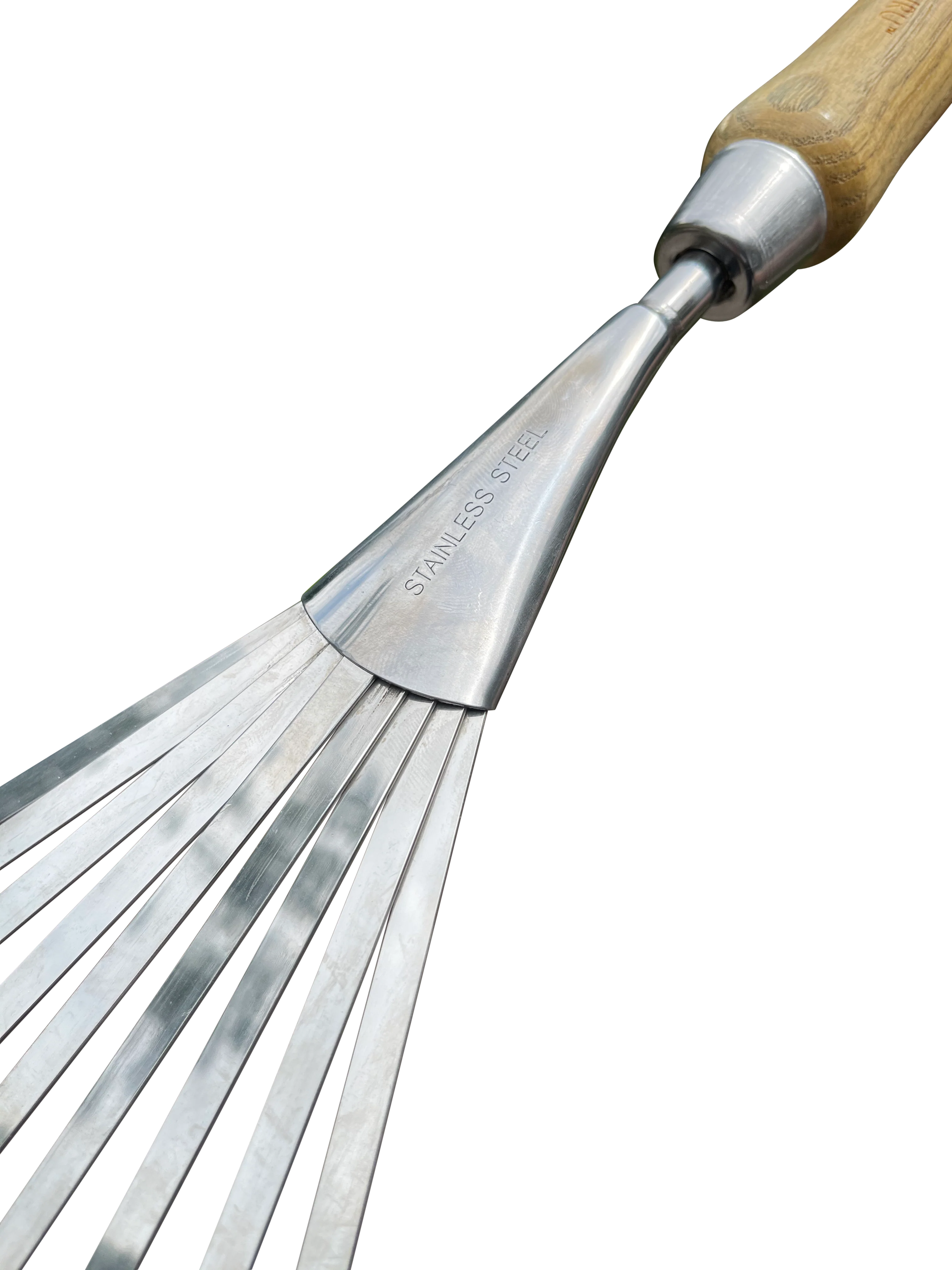 Stainless Steel Garden Hand Rake (classic wood handle) - Image 4