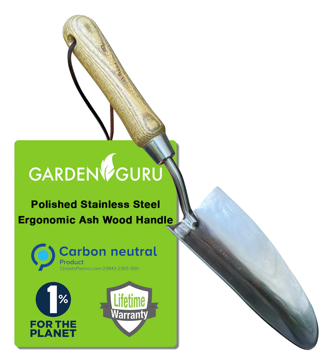 Stainless Steel Garden Trowel (classic wood handle) - Image 2
