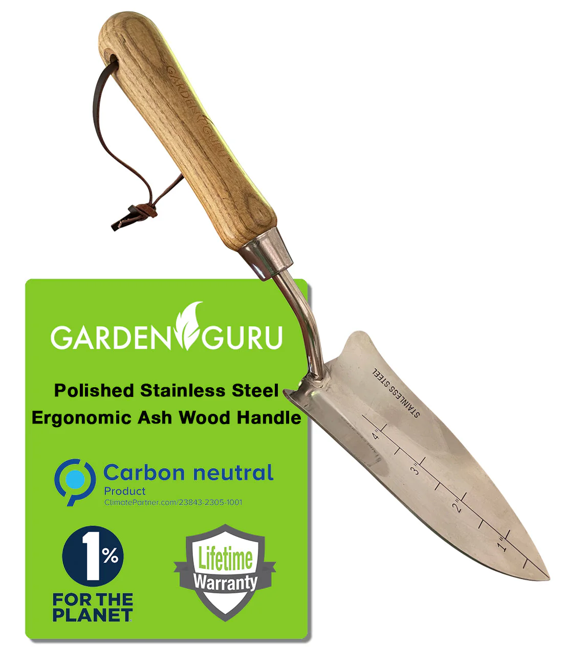 Stainless Steel Transplanter Trowel (classic wood handle) - Image 2