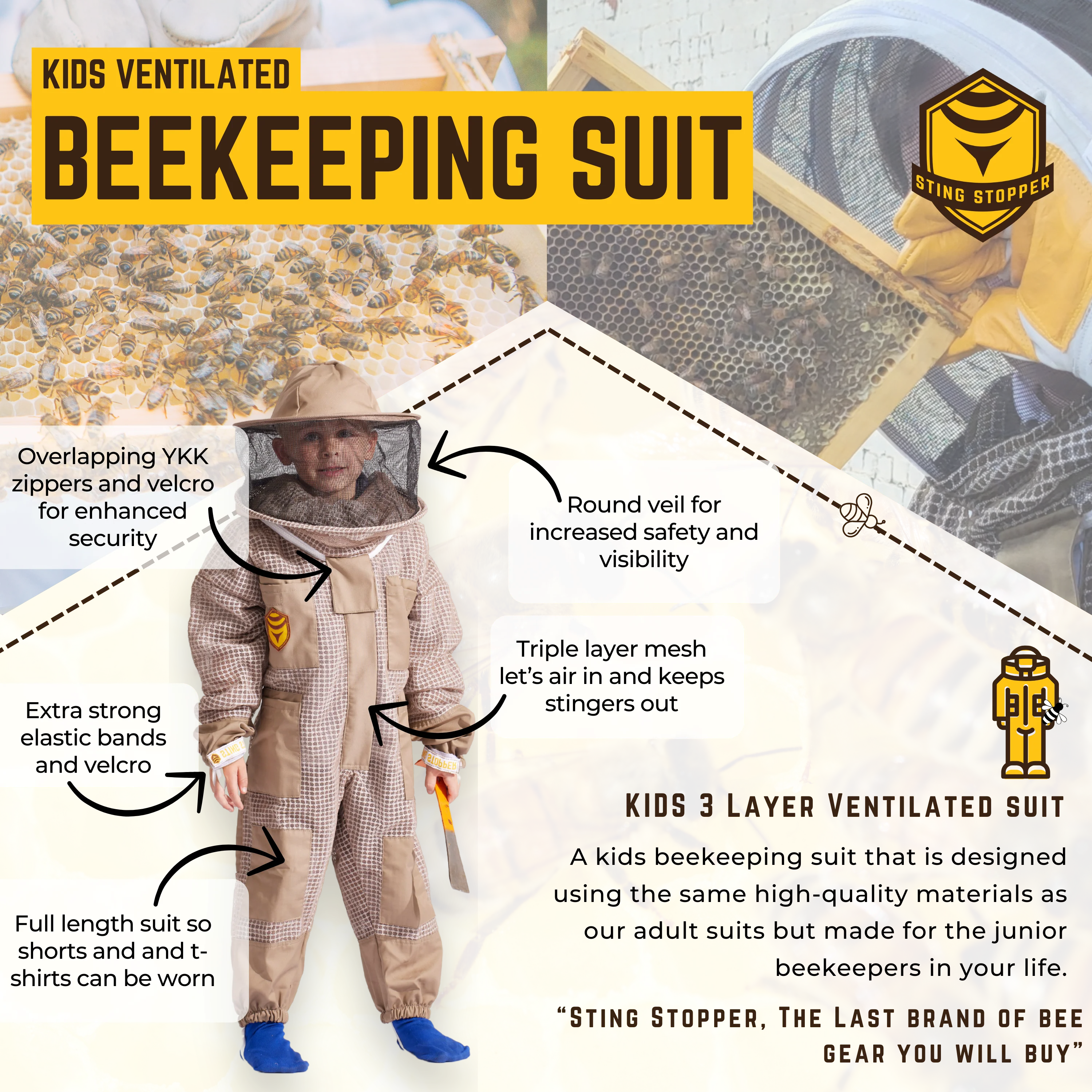 Sting Stopper Kids Ventilated Beekeeping Suit - Image 2