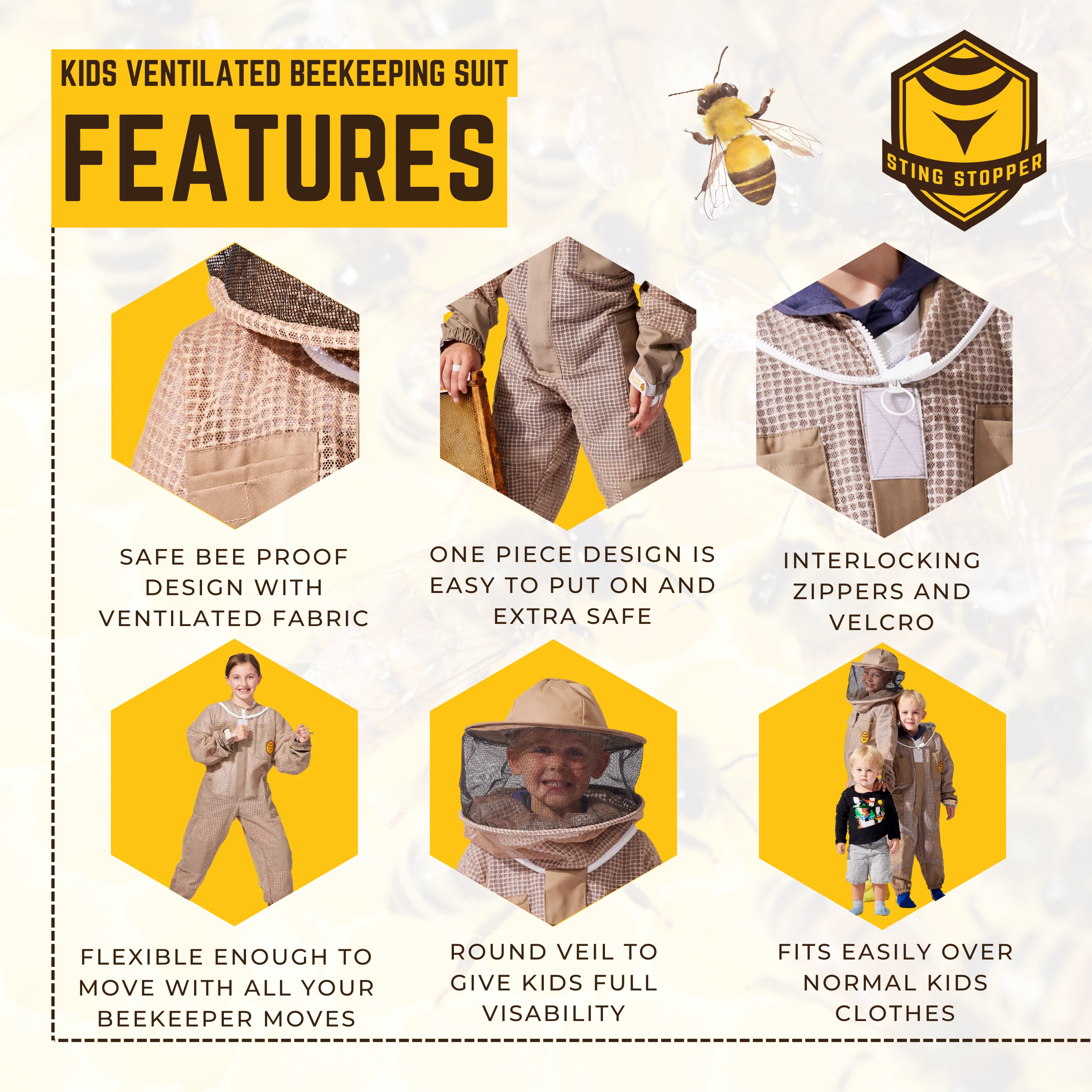 Sting Stopper Kids Ventilated Beekeeping Suit - Image 3
