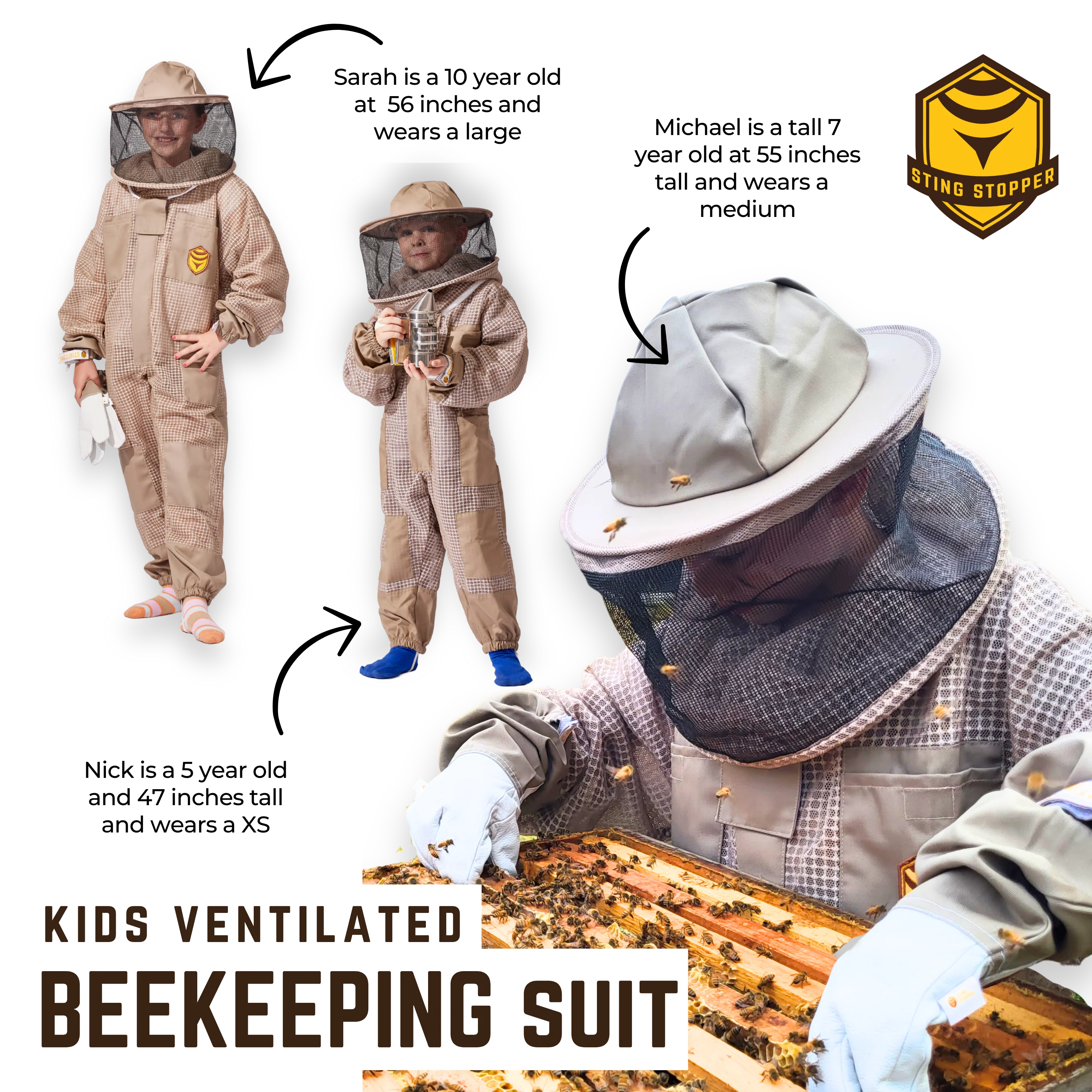 Sting Stopper Kids Ventilated Beekeeping Suit - Image 6