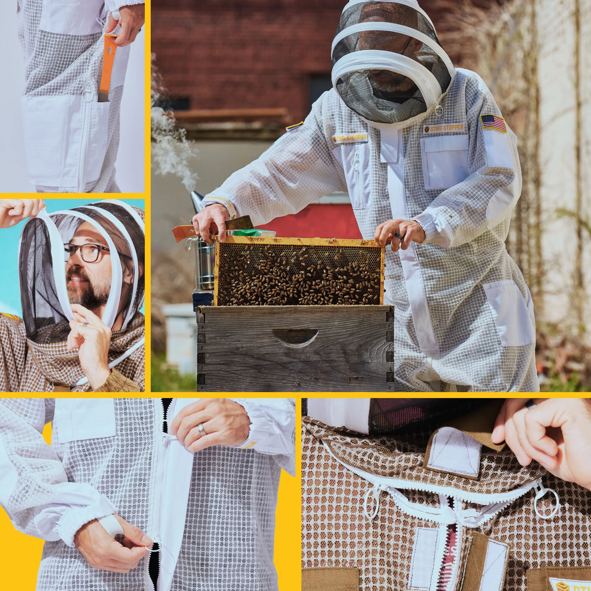 Sting Stopper Professional Ventilated Beekeeping Suit - Beekeeper White - Image 8