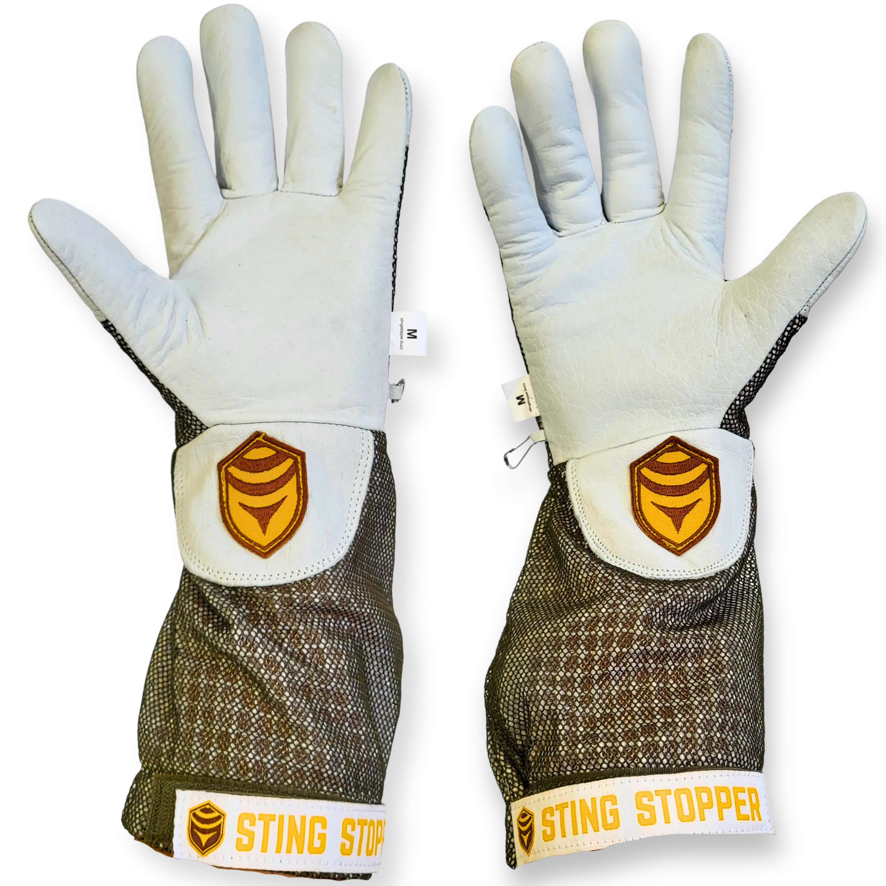 Sting Stopper Ventilated Goat Skin Beekeeping Gloves - Olive Green
