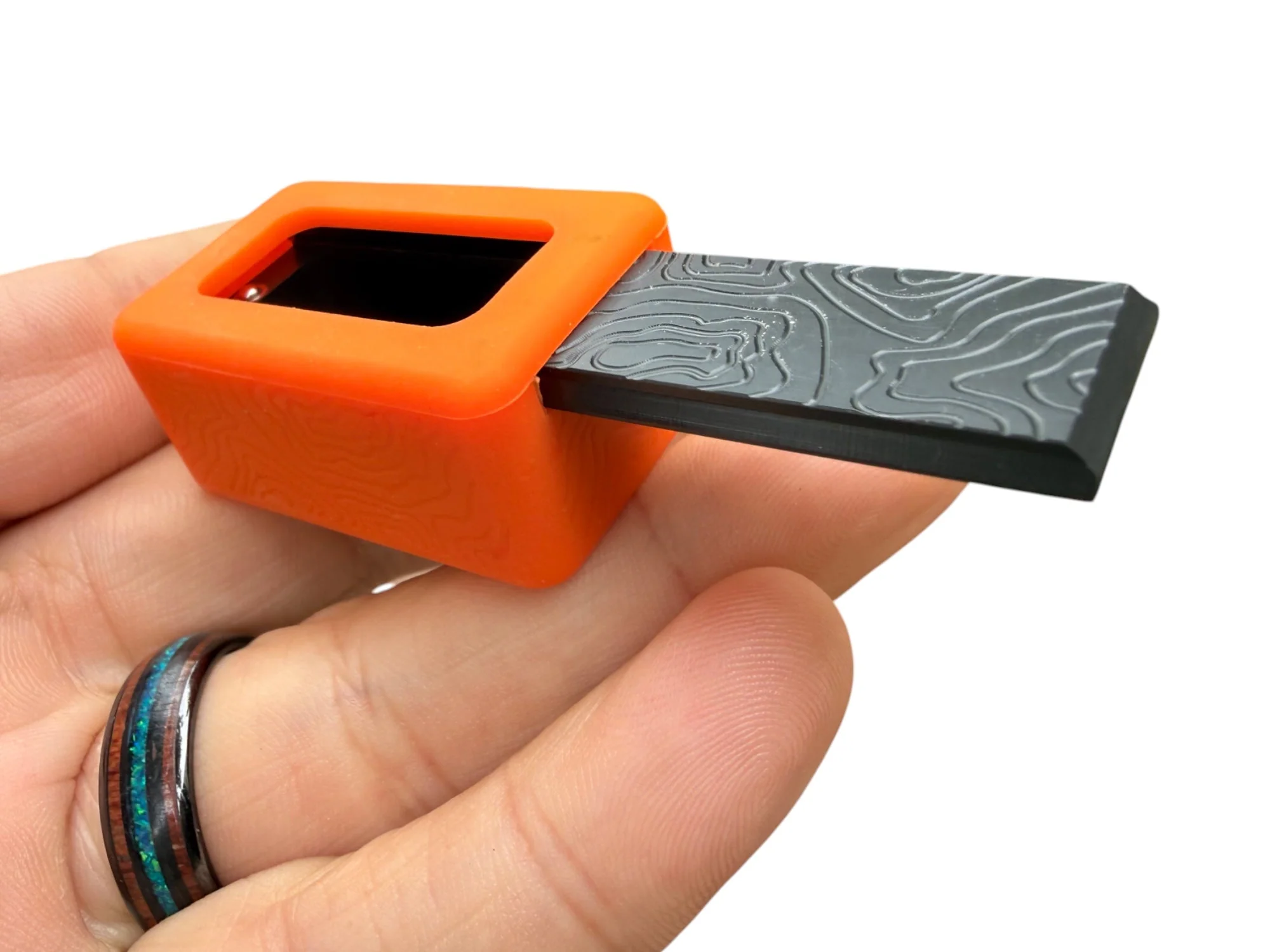 Tiny Delrin Pocket Box - ( Gen 3 ) Topo + Orange Silicone Holder - Image 8