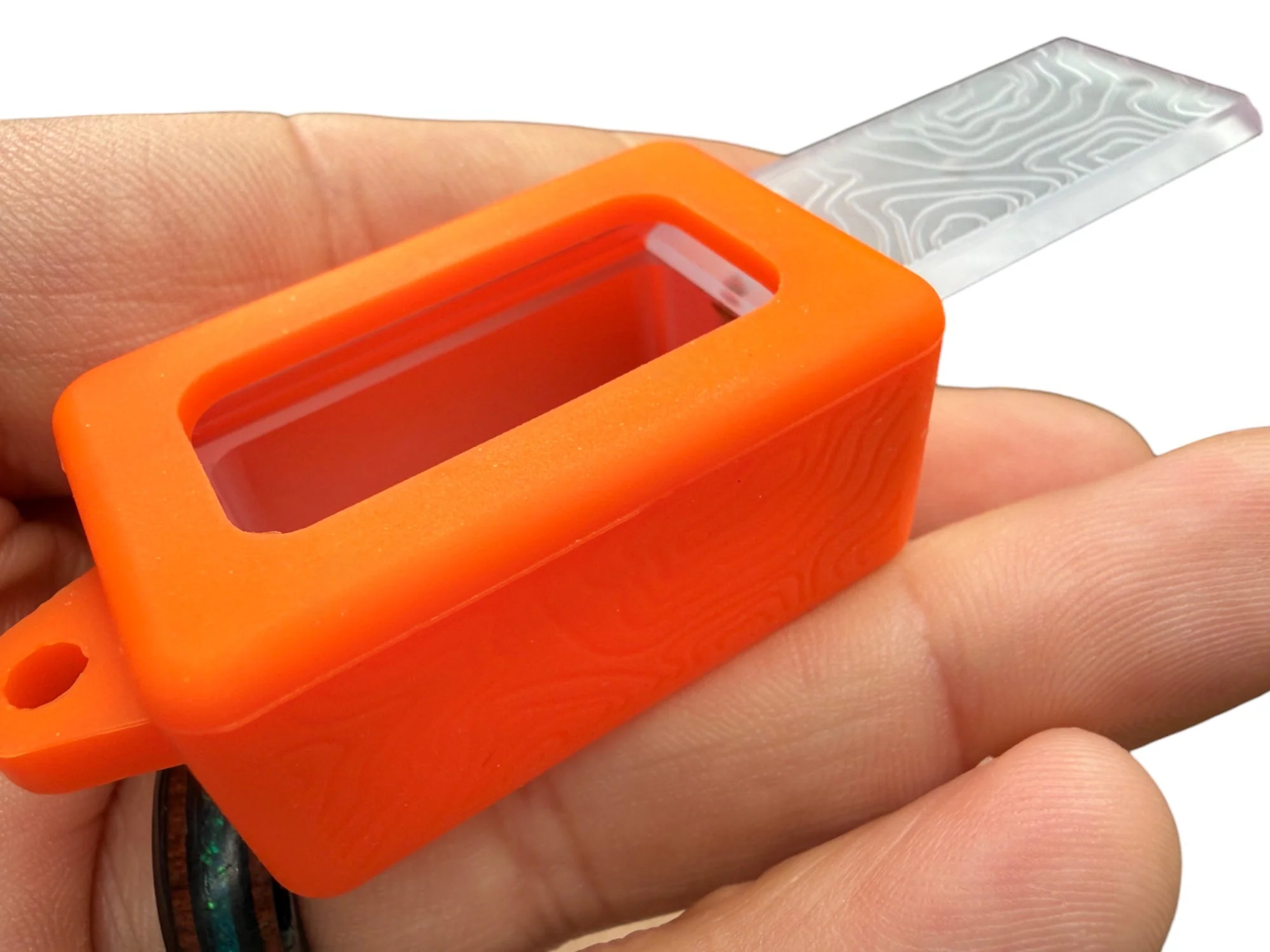 Tiny Polycarbonate Pocket Box - Gen 3 Topo + Orange Silicone Holder - Image 3
