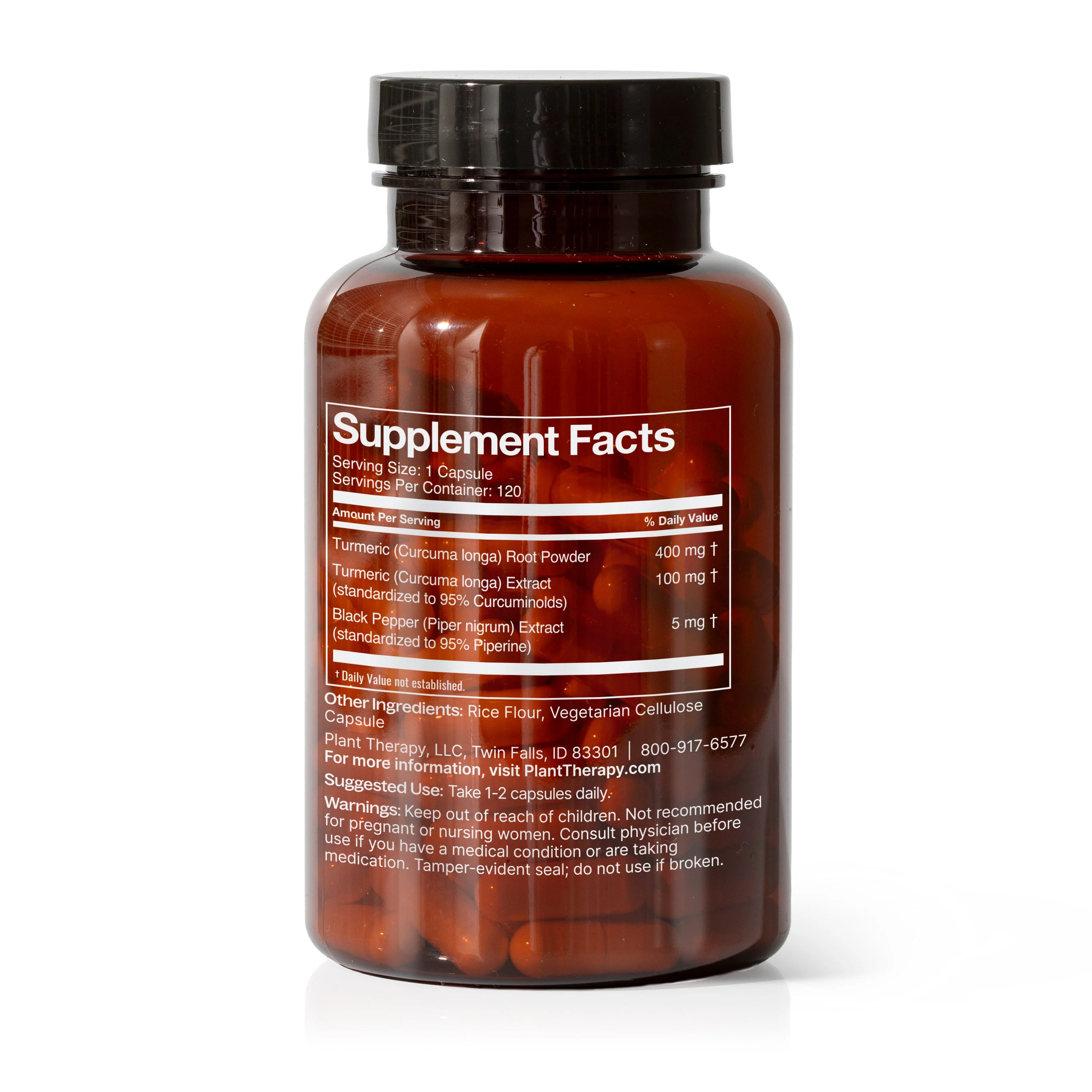 Turmeric with Black Pepper Herbal Supplement - 120 Capsules - Image 3