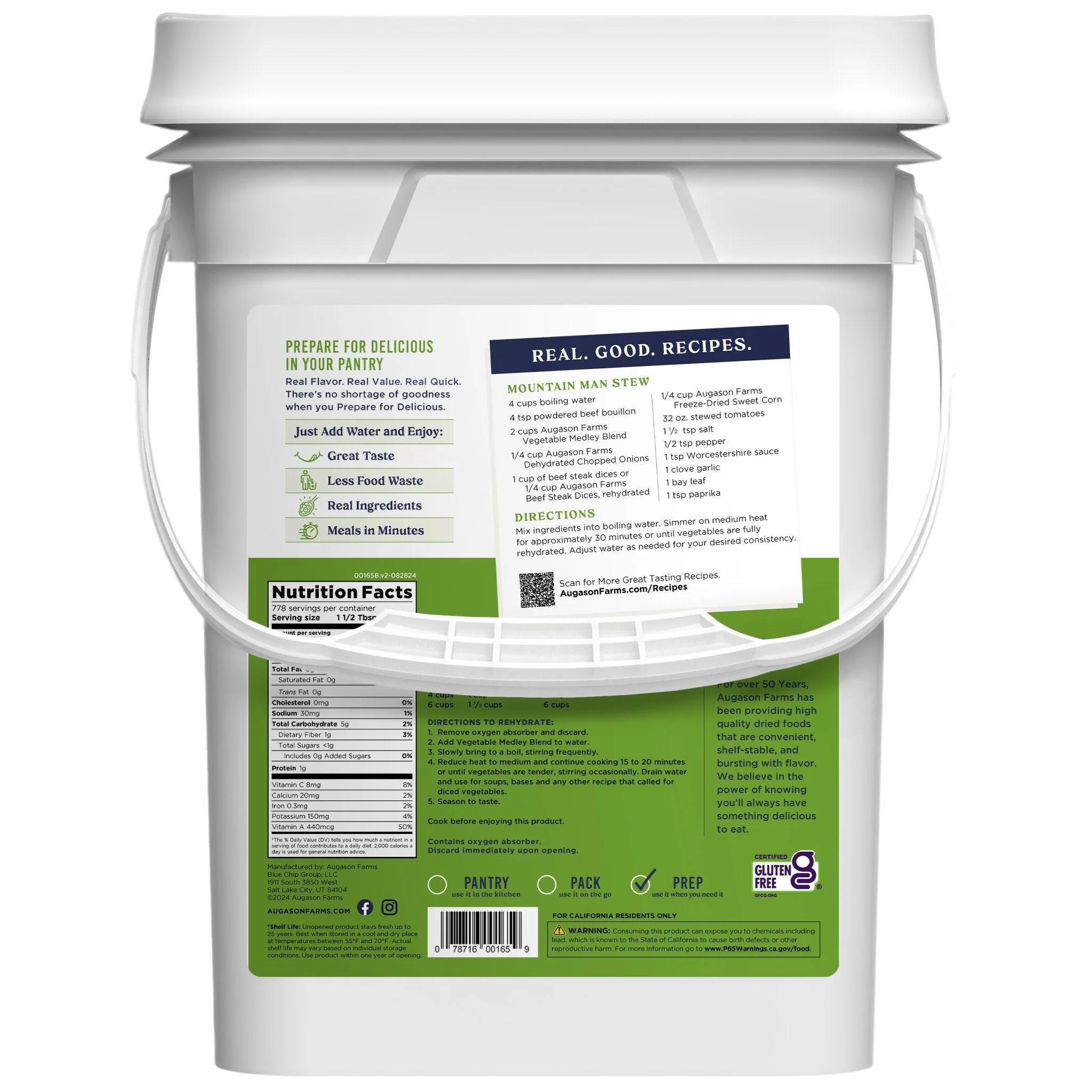 Vegetable Medley Blend 4 Gallon Pail, 778 Servings - Image 2