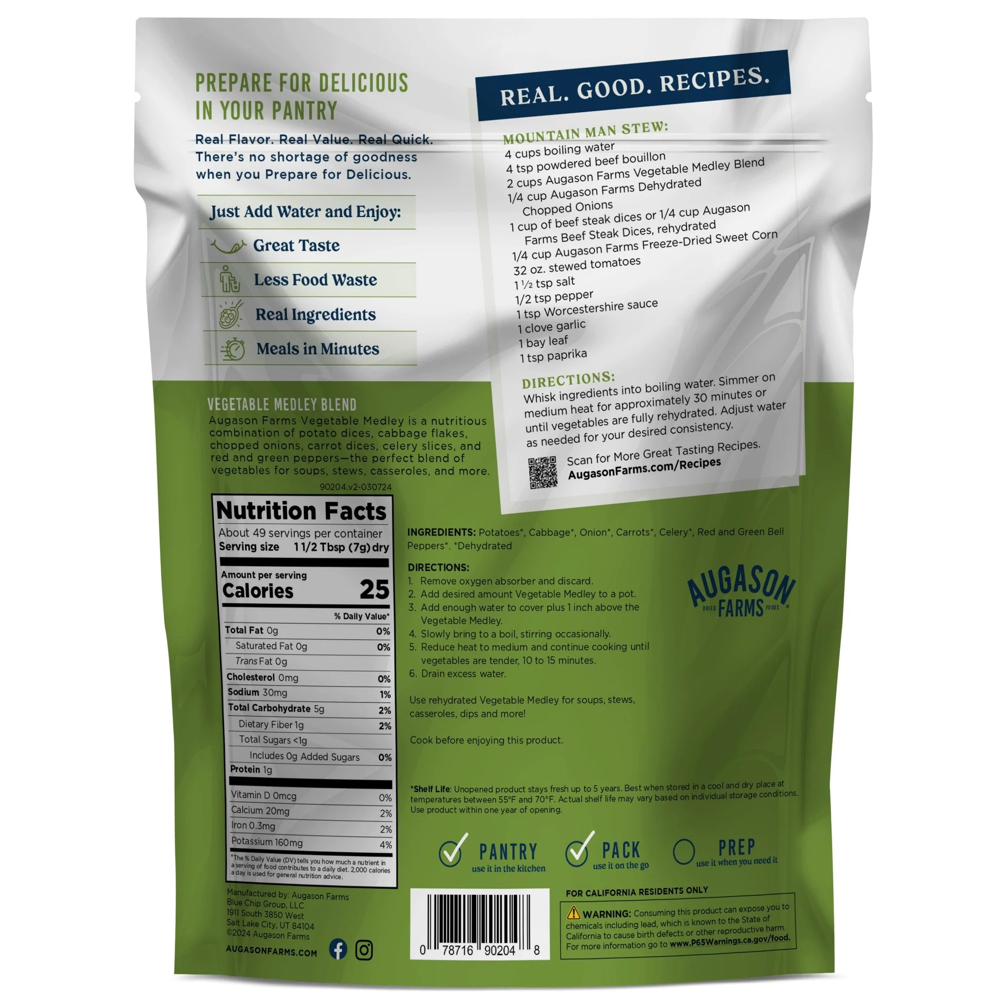Vegetable Medley Blend Pouch, 49 Servings - Image 2